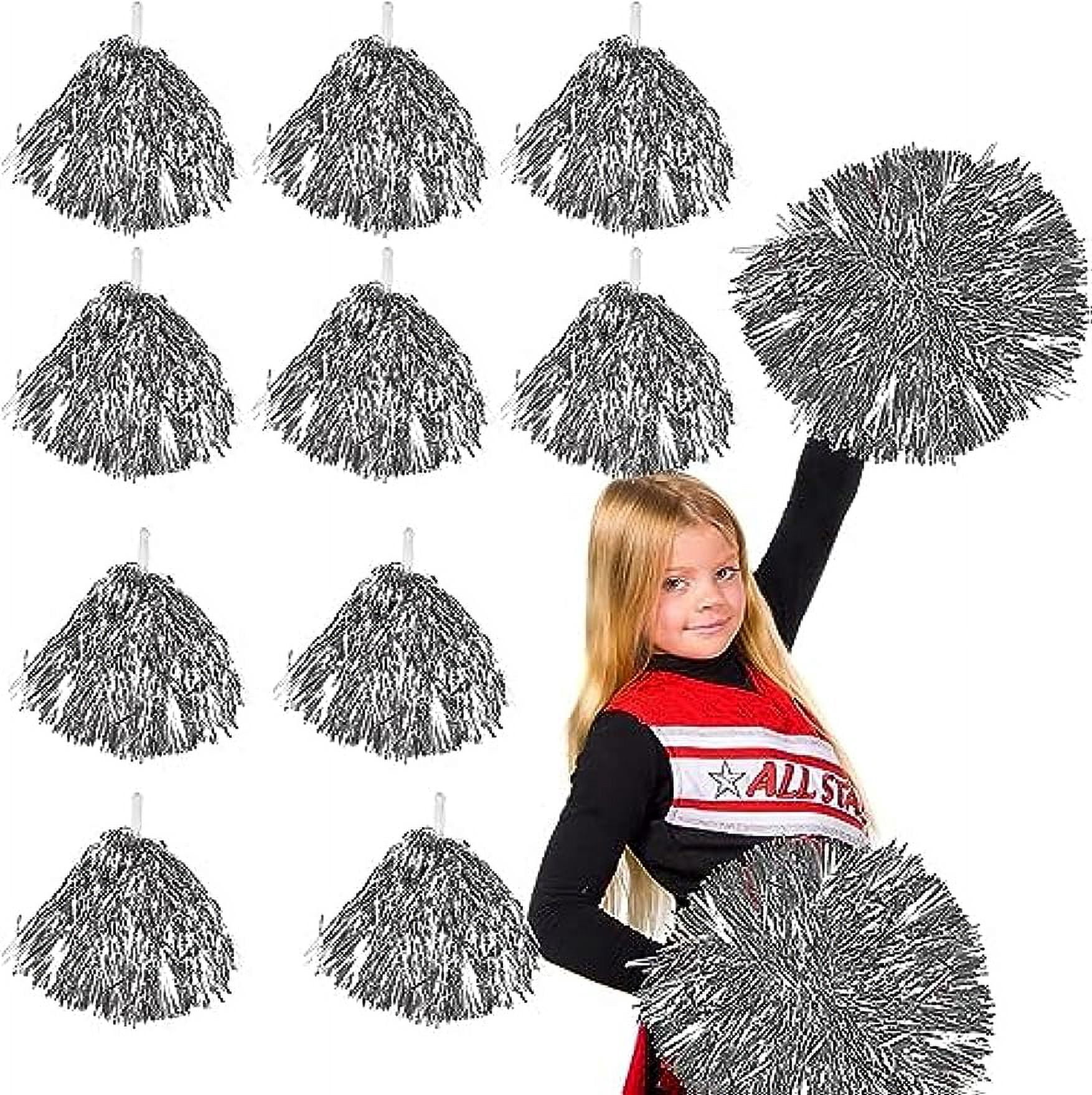 LINLIN 12 Pcs Cheerleading Pom Poms Dance Cheer Poms Metallic Foil Cheerleading Pom Poms Cheerleader Pompoms Cheer for Kids Adults Ball Dance Sports Team Spirit Cheering Fancy Dress Night Party