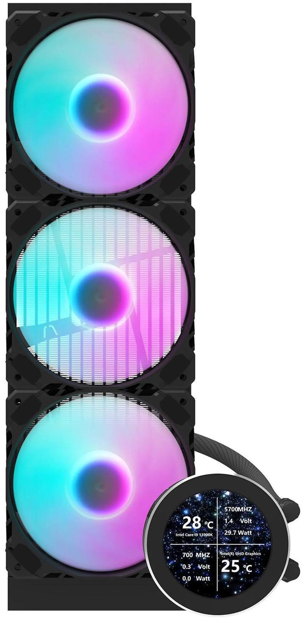 darkFlash DF-DN360D-BK  AIO CPU Liquid Cooler ARGB, PWM Fans, Compatible with Intel 1851/1700, AMD AM4/AM5 - Black