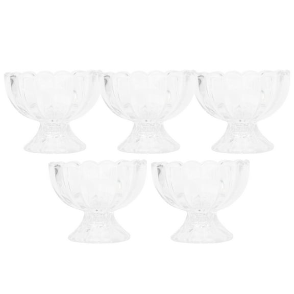 5Pcs Lotus Ice Cream Pudding Glass Handicraft Cup For Parfait Fruit Salad
