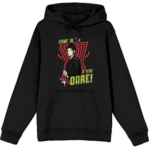 Beetlejuice Beetlejuice Come In If You Dare Black Adult Long Sleeve Hoodie-Medium