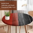 thumbnail image 4 of Red Black Ombre Round Tablecloth, Fitted Table Cover with Elastic for 36"-44" Round Tables, Vintage Farmhouse Wooden Table Cloth Outdoor Indoor Dinning Party Waterproof Tablecloths, 4 of 7