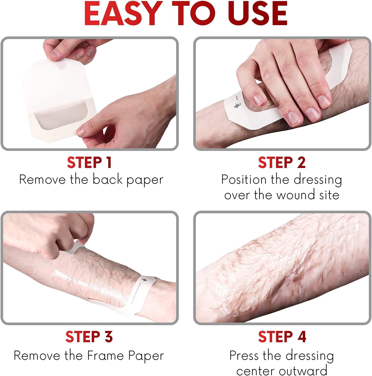 Transparent Film Dressing 4" x 4.75" (50 Pack) – Waterproof Adhesive Wound Bandages for Post-Surgical Showering, IV Protection, Tattoo Aftercare, Clear Breathable Dressing Patches by HEALQU