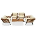 thumbnail image 2 of LuXeo Java Teak Wood Deep Bowl Outdoor Sofa Set, 5-Piece, Brown, 2 of 6