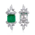 thumbnail image 2 of Solid 18 Kt White Gold Emerald SI Clarity HI Color Diamond Fine Stud Earrings, 2 of 2