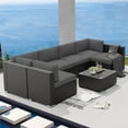 thumbnail image 3 of SUNCROWN 7-Piece Outdoor Patio Furniture Sofa Set All-Weather Wicker Sectional Conversation Set with Modern Glass Coffee Table and Cushions,Dark Grey, 3 of 9