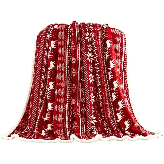 Christmas Blanket, Snowflake Reindeer Christmas Throw Blanket, Thick Warm Winter Cozy Soft Flannel Blanket Christmas Decoration