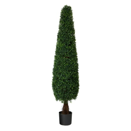 Nearly Natural 5' Plastic Boxwood Artificial Topiary, Green