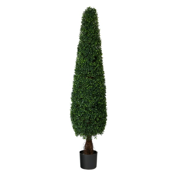 Nearly Natural 5' Plastic Boxwood Artificial Topiary, Green