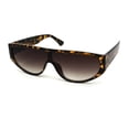 thumbnail image 2 of Flat Top Mobster Narrow Rectangular Shield Plastic Sunglasses Tortoise Brown, 2 of 4