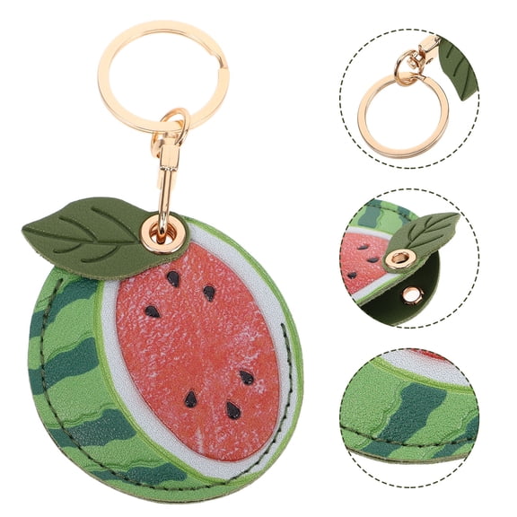 FRCOLOR Creative Watermelon Card Sleeve With Keychain Multi-Use Access Card Protector Unique Bag Charm For Car Keys And Wallet Cute Fruit Keyring