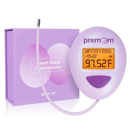 Premom Basal Body Thermometer for Ovulation Tracking: BBT Temperature 1/100th Degree High Precision, Smart Fertility Tracker with Backlight LCD Display