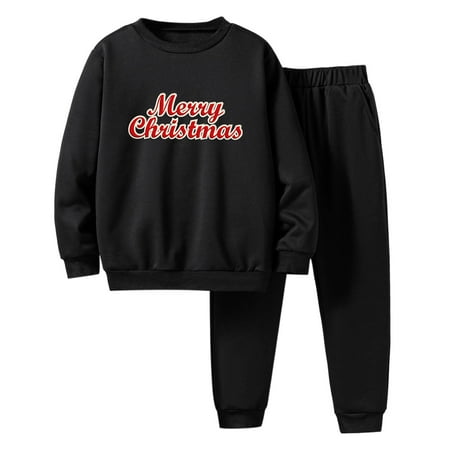 

WILLBEST Baby Boy Clothes Toddler Boys Girls Winter Christmas Long Sleeve Letter Prints Pullover Tops Pants 2Pcs Outfits Clothes Set