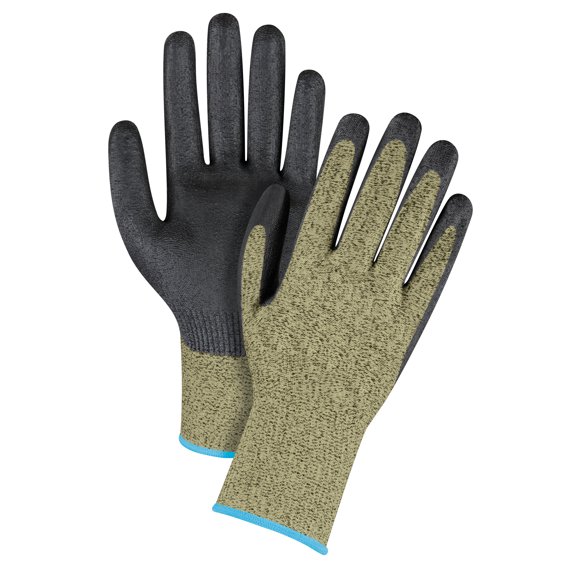 Black & Yellow Seamless Stretch Cut-Resistant Gloves, Size X-Large/10, 13 Gauge, Foam Nitrile Coated, Aramid Shell, ASTM ANSI Level A6 , Pair