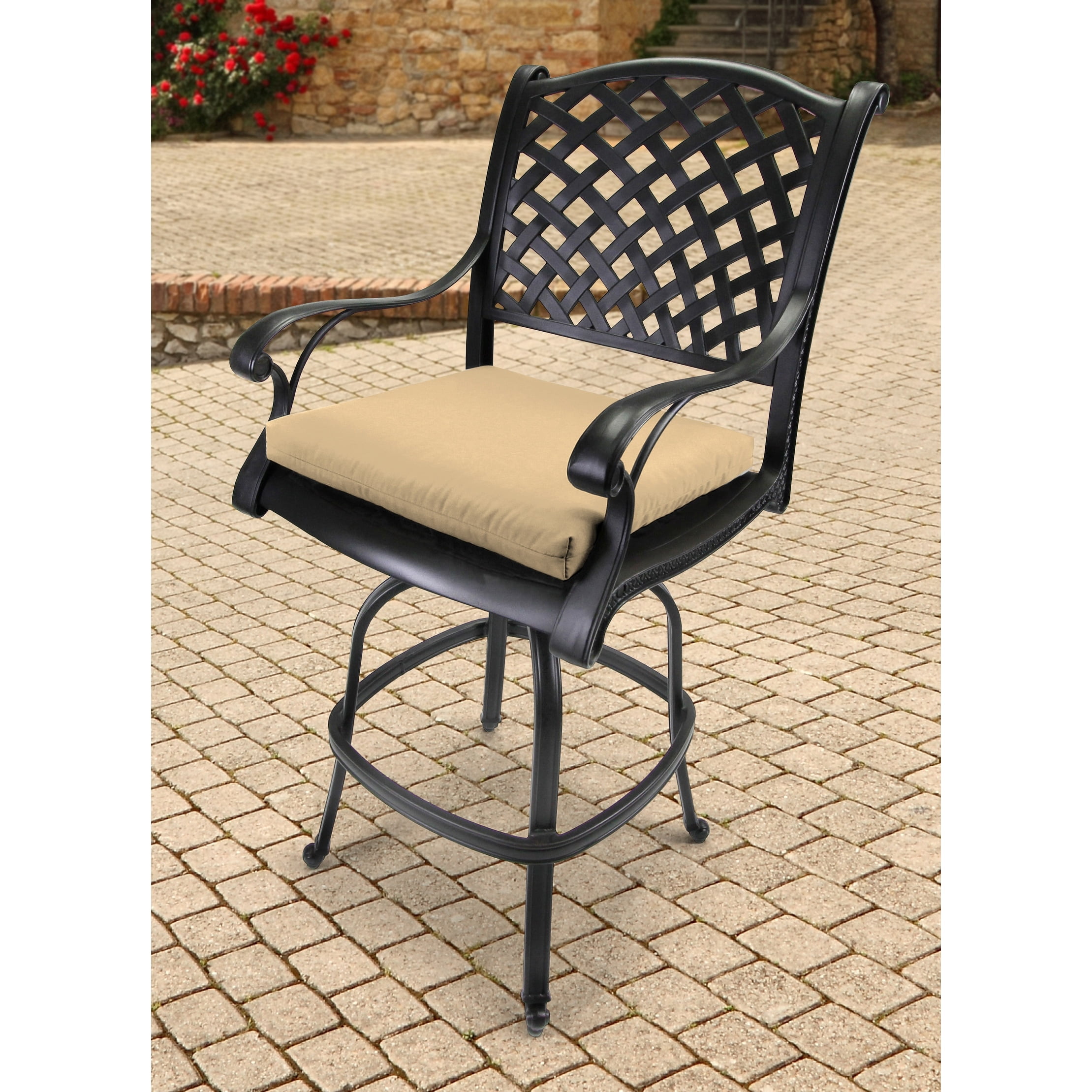 Jordan Manufacturing 19" x 17" Beige Solid Outdoor Seat Cushion with Ties (Set of 2)