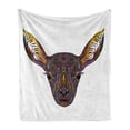 thumbnail image 1 of Animals Soft Flannel Fleece Throw Blanket, Colorful Illustration Along Traditional Ethnic Abstract Ornaments on Deer Head, Cozy Plush for Indoor and Outdoor Use, 70" x 90", Multicolor, by Ambesonne, 1 of 5