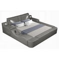 thumbnail image 3 of ZOYA Queen Size Bed in Gray, Made of Wood and Faux Leather, Equipped with Remote Massage & Bluetooth Speaker, 3 of 14