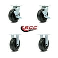 thumbnail image 2 of 6 Inch Phenolic Caster Set with Roller Bearings 2 Brakes 2 Rigid Service Caster, 2 of 2