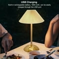 thumbnail image 5 of Upgraded Bedside Table Lamp with 3 Color Temperatures, USB Charging Metal Base Night Light, Pleated Fabric Shade Stepless Cordless Table Lamp, 1800mAh (11.8 inch), 5 of 10