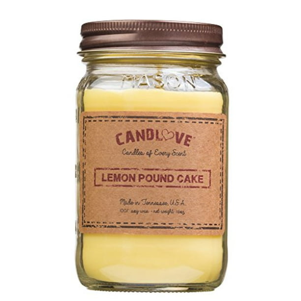 Candlove "Lemon Pound Cake" Scented 16oz Mason Jar Candle 100 Soy Made