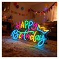 thumbnail image 2 of Letrero De Neón"Happy Birthday" Para Dormitorio, Ambiente Festivo, Fiesta, Cafetería, Tienda, Decoración De Pared, Regulable Por USB, 40.6x26.7cm, 2 of 6