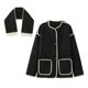 thumbnail image 3 of HH TRAF Abrigo de invierno para mujer, abrigo de botonadura sencilla en contraste con bufanda con borlas, chaqueta holgada de manga larga, tops casuales elegantes, 3 of 5