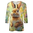 thumbnail image 5 of Fjofpr 3/4 Sleeve Shirts for Women Easter Shirts for Women Funny Ladies' Loose Casual Easter Print Round Neck Three Quarter Sleeve 3/4 Sleeve T-shirt Top, 5 of 5