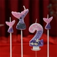 thumbnail image 4 of PEACNNG 6 Pcs Birthday Candles  2.8” Mermaid Theme Birthday Cake the Number 0-9 Candles  1Pcs Number  3Pcs Mermaid Tail and 2Pcs Shell Candles for Birthday Decorations Mermaid Themed Part, 4 of 9
