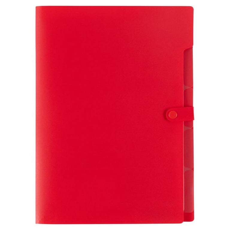 Brunnen A4 PVC File Folder - Red Plastic Document Folder With Fastening Mechanism & Label Field