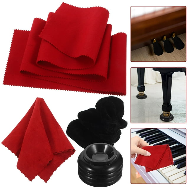 SHOWERORO 1Set Assorted Color Piano Maintenance Kit with Keyboard Cover Pedal Covers and Cleaning Cloth