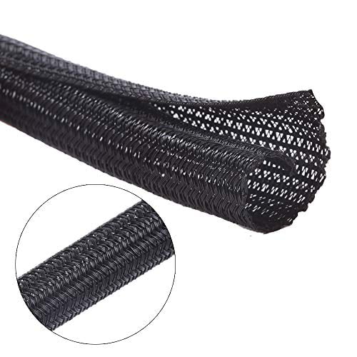 25 FT 3/8" Black Expandable Wire Cable Sleeving Sheathing Braided Loom Tubing US 