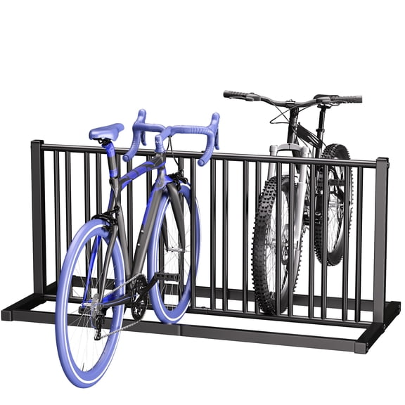 HOHYN 61" Heavy-Duty 10-Bike Floor Stand, All-Steel Outdoor Bike Rack with Reinforced Anti-Slip Base & 2-Slot Design, 10-Capacity Garage & Street Storage Rack