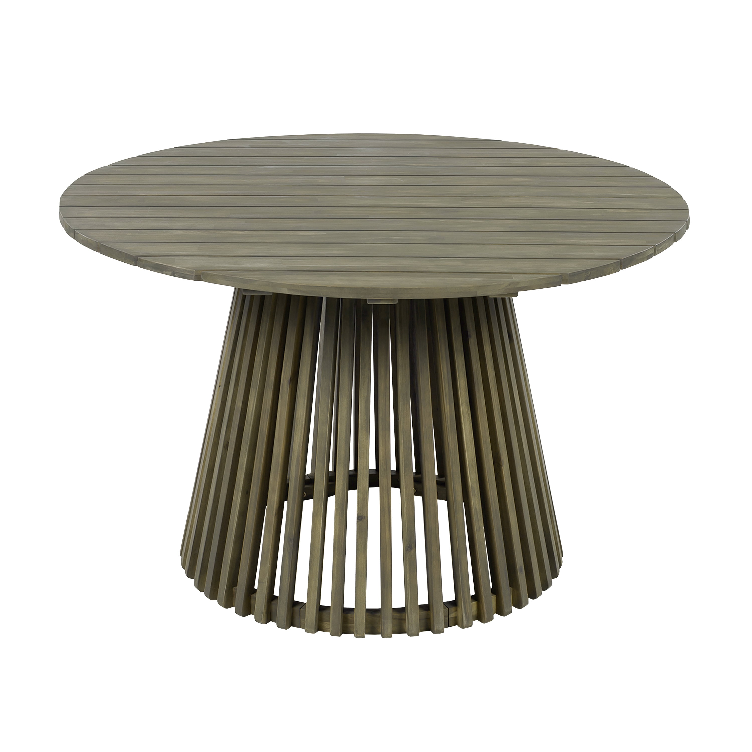 Patio Dining Table 47.25 Inch, Outdoor Acacia Wood Extra Large Round Table for Backyard, Grey