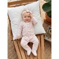 thumbnail image 4 of Svuitmsl Premium Newborn Baby Girl Hospital Going Home Outfit Spring Fall Winter Clothes Plaid Gingham Footed Romper Long Sleeve Ruffled Zipper Footie Jumpsuit with Headband, 4 of 9