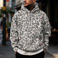 thumbnail image 2 of men's leopard print hoodie, retro animal print pullover sweatshirt, vintage casual hooded top with pocket, brown cheetah pattern fleece jumper, streetwear graphic hoodie for men, cozy winter warm, 2 of 7