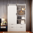 thumbnail image 2 of Glavbiku Farmhouse Tall Bedroom Armoire Wardrobe Closet with Hanging Rod, 4 Drawers, 4 Shelves,Adult, 2 of 13