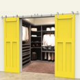 thumbnail image 1 of CCJH 15FT Stainless Steel Sliding Double Barn Door Hardware Track Kit Heavy Duty Simple Install(Round Shape Hanger), 1 of 4