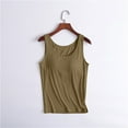thumbnail image 5 of Sanbonepd Tank Top with Built in Bra for Women Plus Size Padded Camisole Yoga Workout Tank Tops Slim Basic Undershirt Summer Coffee, 5 of 7