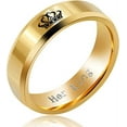 thumbnail image 5 of Couple Rings Set, Titanium Steel Matching Promise Wedding Engagement Band for Couples (Black, Gold), 5 of 5