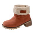 thumbnail image 3 of YAYUBA Winter Boots for Women, Comfortable Side Zipper Mid Heel Suede Warm Fur Snow Ankle Boot Outdoor Party Shoes Size 7.5 Orange, 3 of 6