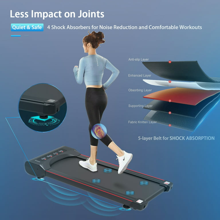  Under Desk Treadmill Portable Walking Pad, Adjustable Speed  with APP, LCD Screen & Calorie Counter, Ultra Thin and Silent, Intended for  Home/Office (Black Red) : Sports & Outdoors