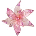 thumbnail image 4 of Glitter and Sequin Poinsettia Clip-on Christmas Ornament - 11.5" - Pink and Gold, 4 of 7