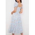 thumbnail image 4 of HAHDAXIA Robe Maxi Fendue à Manches Bouffantes pour Femmes, Col Carré, Volants, Florale, Boho, Dos Nu, Style Cottage, 4 of 5