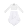 thumbnail image 3 of Yeahdor Girls Chiffon Ballet Dance Outfit Gymnastics Lyrical Dance Costume Long Sleeve Crop Top with Asymmetrical Split Skirt White 6, 3 of 7