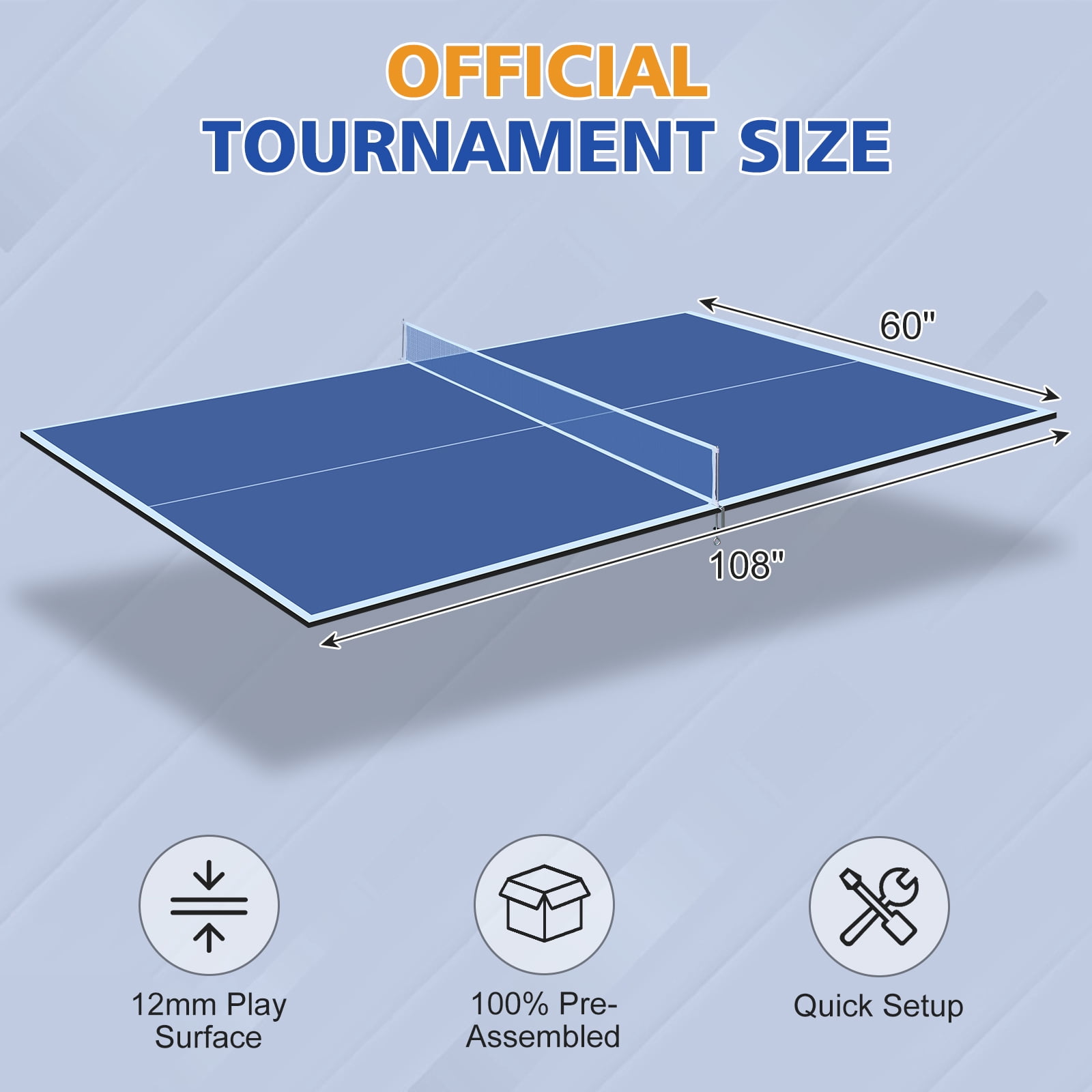KL KLB Sport 9ft Mid-size Foldable Table Tennis Table Top, Portable Ping Pong Table Board for Indoor Games