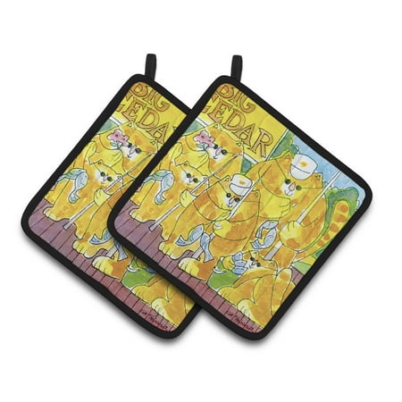 

Caroline s Treasures Orange Tabby Fishing Cats Pair of Pot Holders