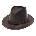 thumbnail image 1 of Adult Fashion Sun Protection Solid Western Cowboy Hat Leather Windproof Hat, 1 of 2