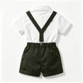 thumbnail image 4 of Grblisyd Toddler Baby Boy Clothes Suit Gentleman Wedding Outfits Formal Dress Shirt+Bowtie+Suspender Pants, 4 of 8