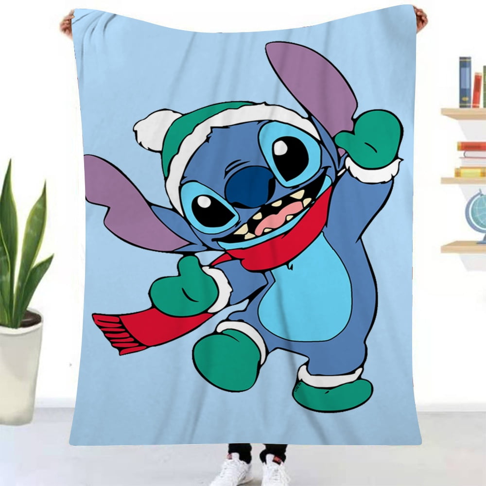 Personalized Lilo & Stitch Flannel Blanket For Couch Sofa Office Super Soft Flannel Background