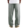 thumbnail image 6 of CONZONE Men's Baggy Linen Pants Wide Leg Pants for Men Trendy Elastic Waist Drawstring Striped Soft Casual Joggers With Pocket, 6 of 6