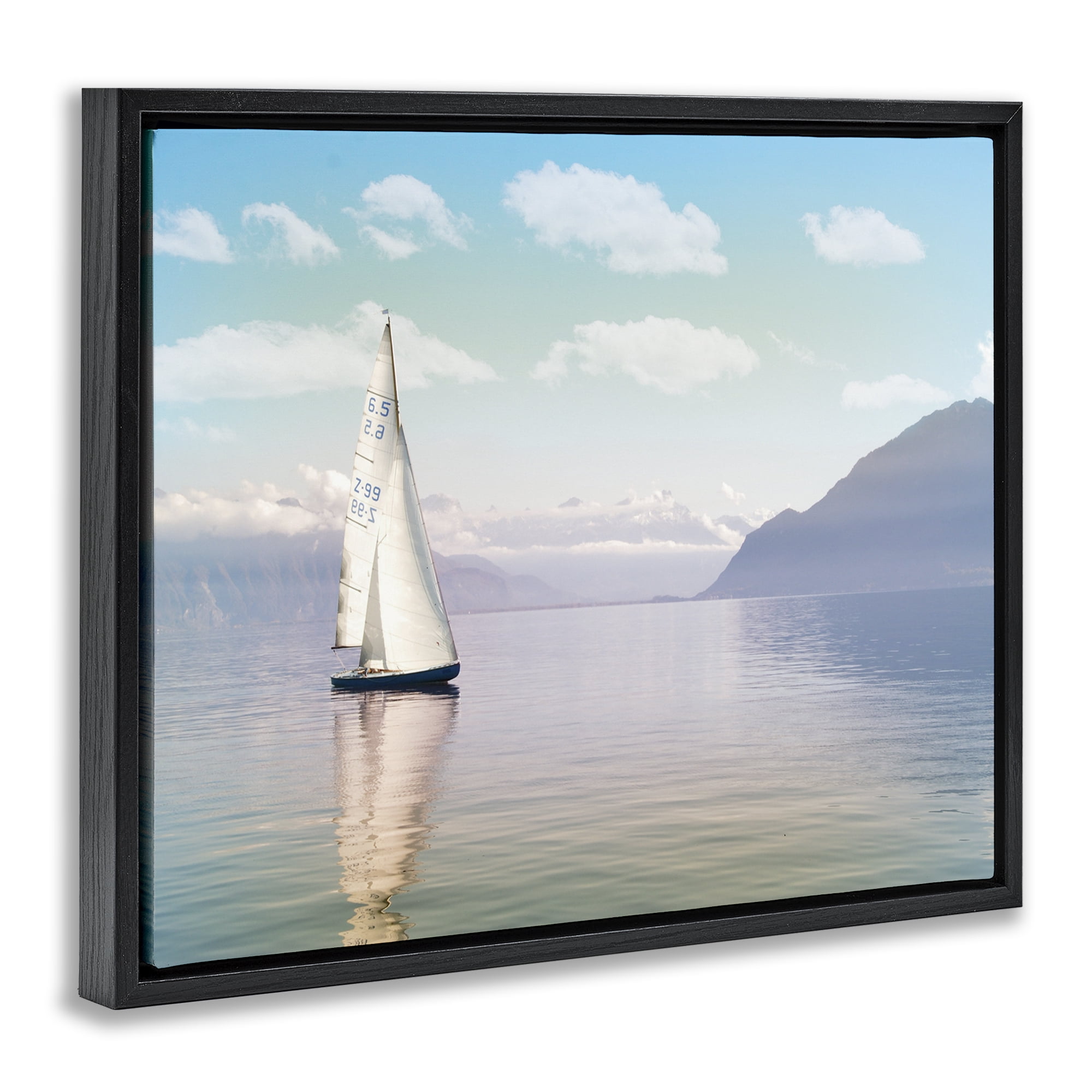 Stupell Industries Ocean Sails Lounging Black Framed Floater Canvas Wall Art, design by Marcus Prime